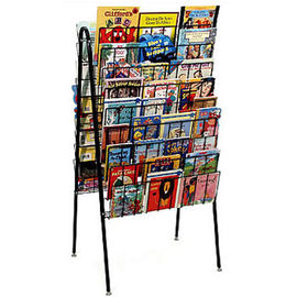 Double Sides Metal Magazine Display Rack , 40 Pockets Floor Spinner Display Rack