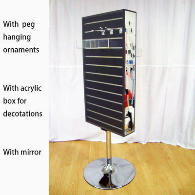 Double Mirror Rotating MDF Slatwall Display Stand